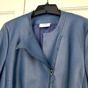 AKRIS Punto navy lamb skin jacket.